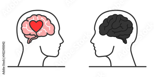 Human Brain Icon set. Brain health, neurology, physiology vector illustration.