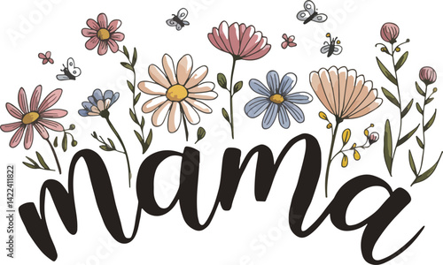 Mama Floral and Insect Mother’s Day Typography Art