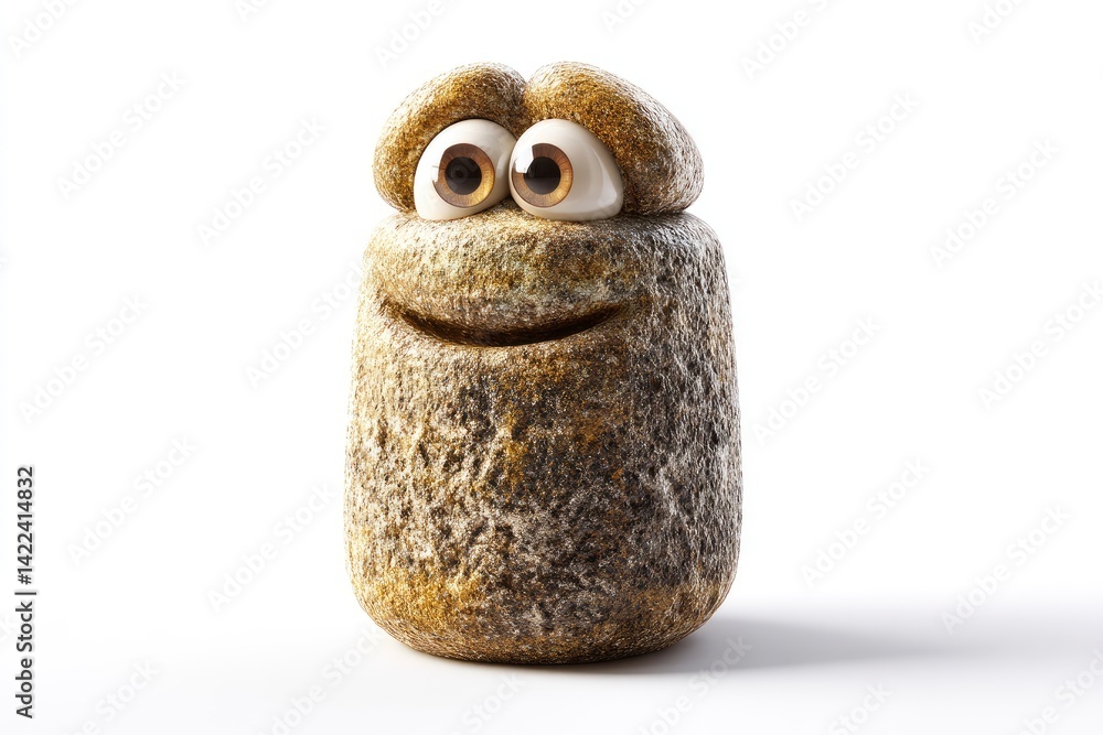 Obraz premium Cheerful Stone Creature: A Whimsical 3D Render