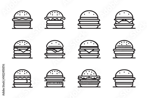 Hamburger Ultra Minimalist Line Art Icon