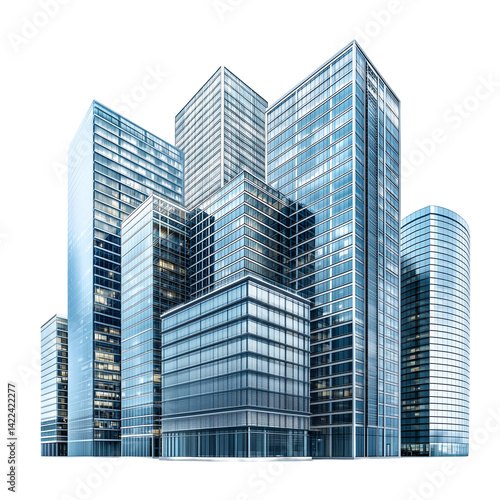 Modern architecture buildings skyscrapers urban skyline isolated on transparent background