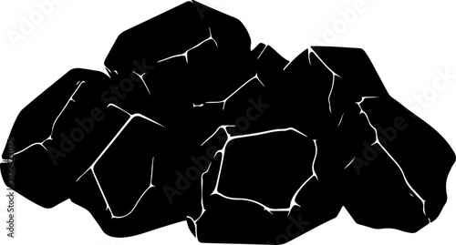 Illustration of Pile of Black Rocks
