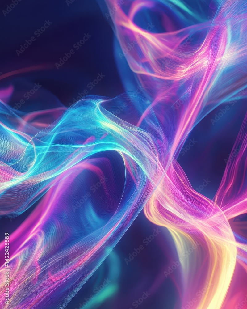 Abstract design of vibrant, flowing neon light patterns. Abstract design of vibrant, flowing neon light patterns.
