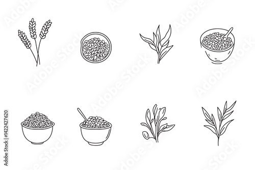 Instant Oats Icon Simple Line Art