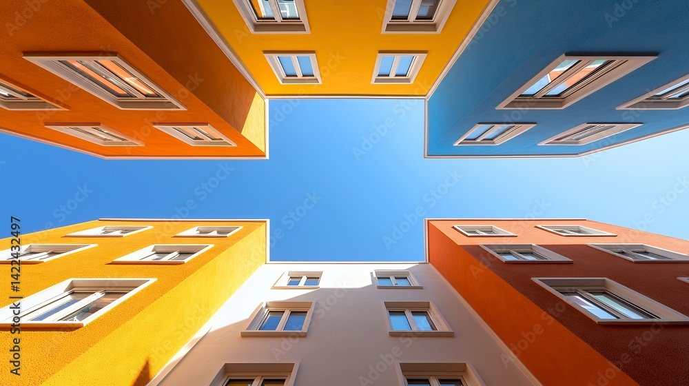 Fototapeta premium Colorful buildings and blue sky