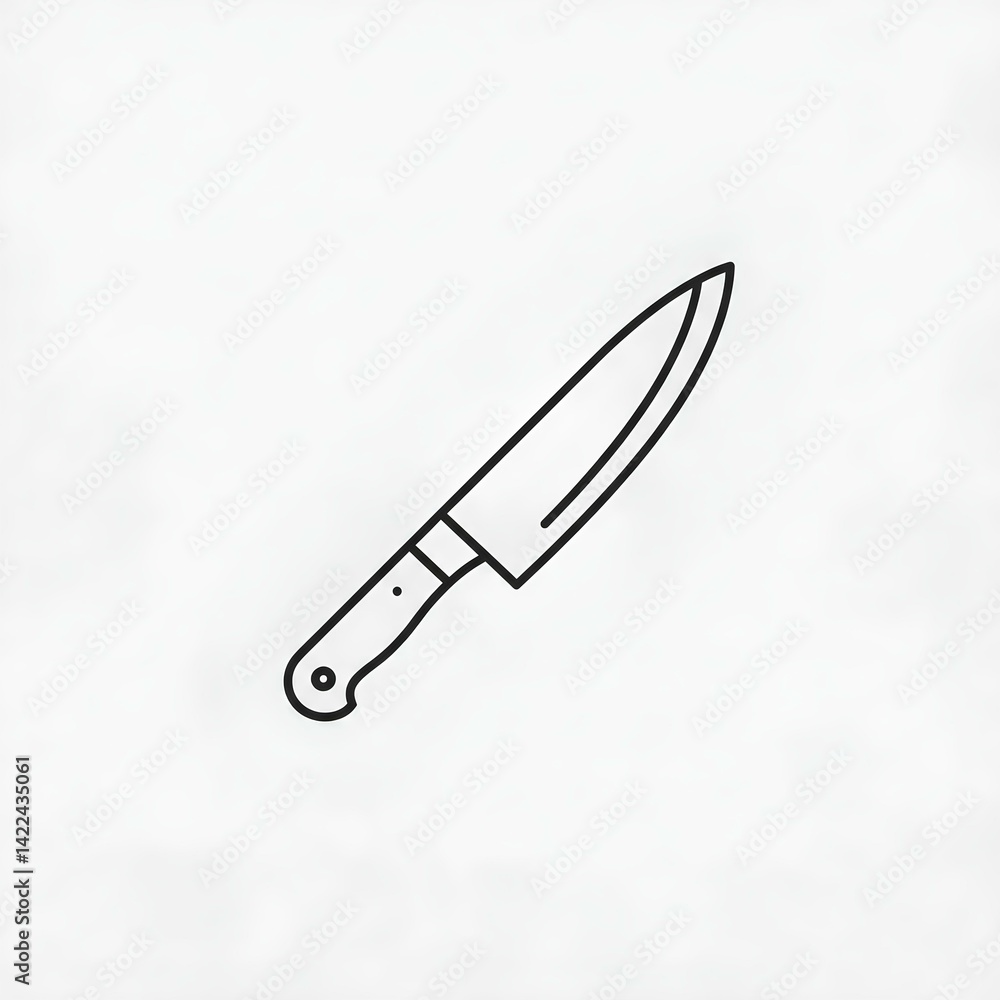 Simple Line Drawing of a Kitchen Knife on a White Background Perfect for Culinary Designs Simple Line Drawing of a Kitchen Knife on a White Background Perfect for Culinary Designs