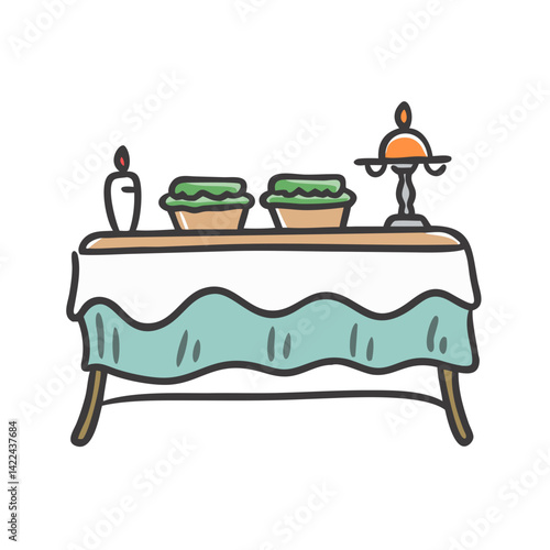 buffet table icon, buffet table vector illustration-simple illustration of buffet table, perfect for buffet table logos and icons