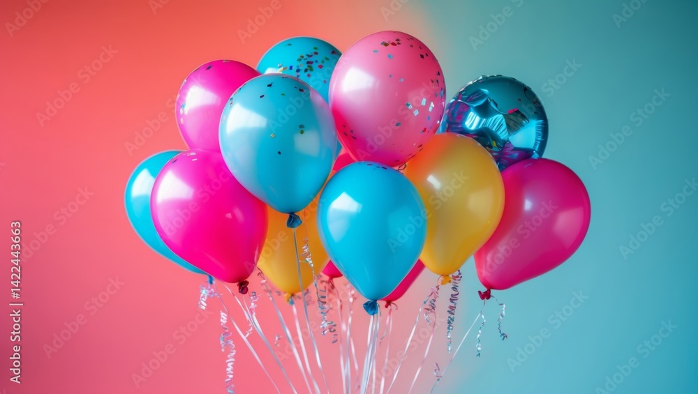 Colorful balloons float against a two-toned backdrop, festive and bright. Perfect for celebrations, birthdays, and special events. Colorful balloons float against a two-toned backdrop, festive and bright. Perfect for celebrations, birthdays, and special events.