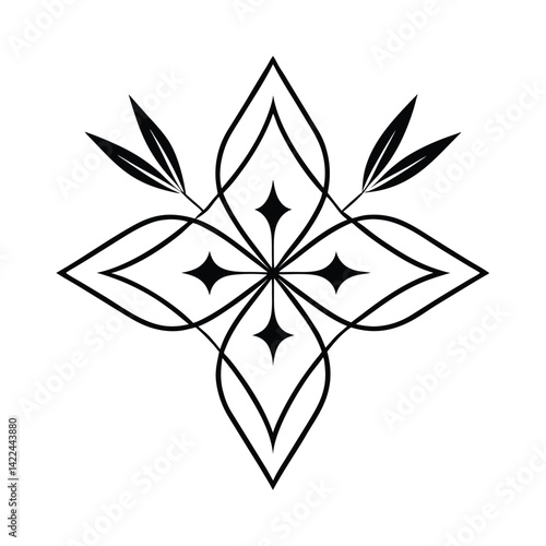 abstract geometric wild flower and leaf design