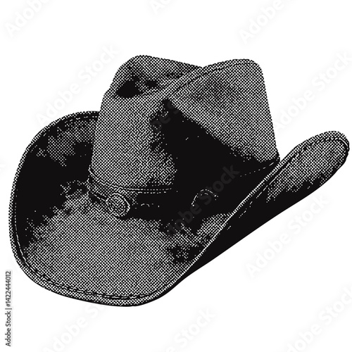 wild west cowboy hat western vintage halftone grunge vector design element