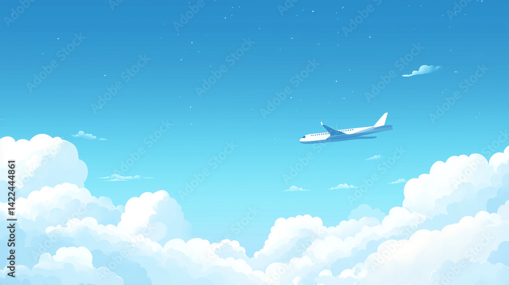 Fototapeta premium flying airplane in blue sky