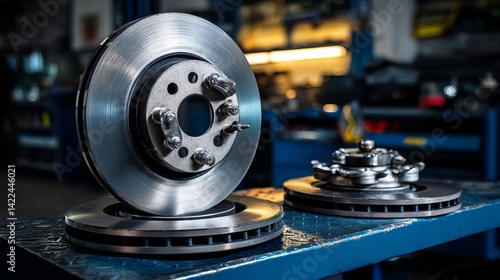 Wallpaper Mural Brand new brake discs in garage Mechanic replaces tires and repairs braking system Torontodigital.ca