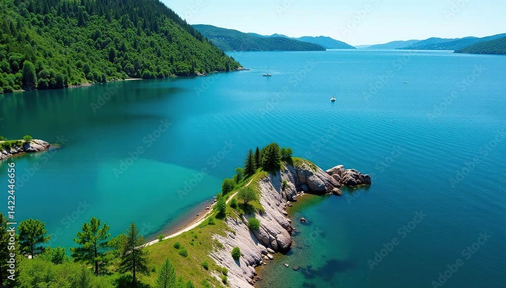 Distinctive shoreline, irregular, fragmented lake edge, scenic, shore Distinctive shoreline, irregular, fragmented lake edge, scenic, shore