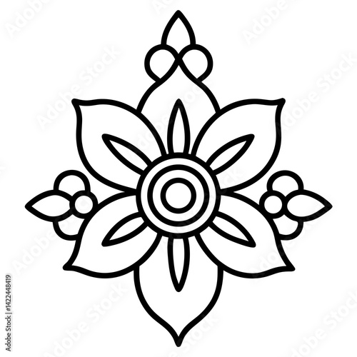 Minimal Gypsy Floral Icons on White