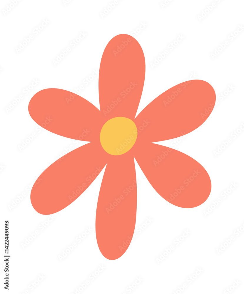 Red flower natural hand drawn