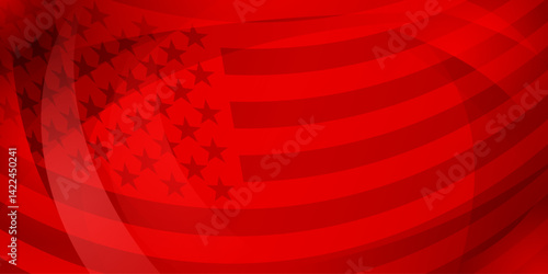 Vector illustration of the American flag in red with abstract stars and stripes, modern design for celebrations and national holidays.
