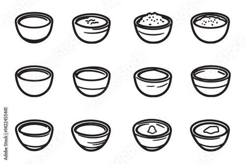 Miso Paste Flat Line Art Icon