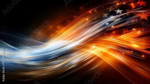 An exciting and modern abstract background with flowing lines, vibrant colors, and shimmering stars creates dynamic and energetic visuals.