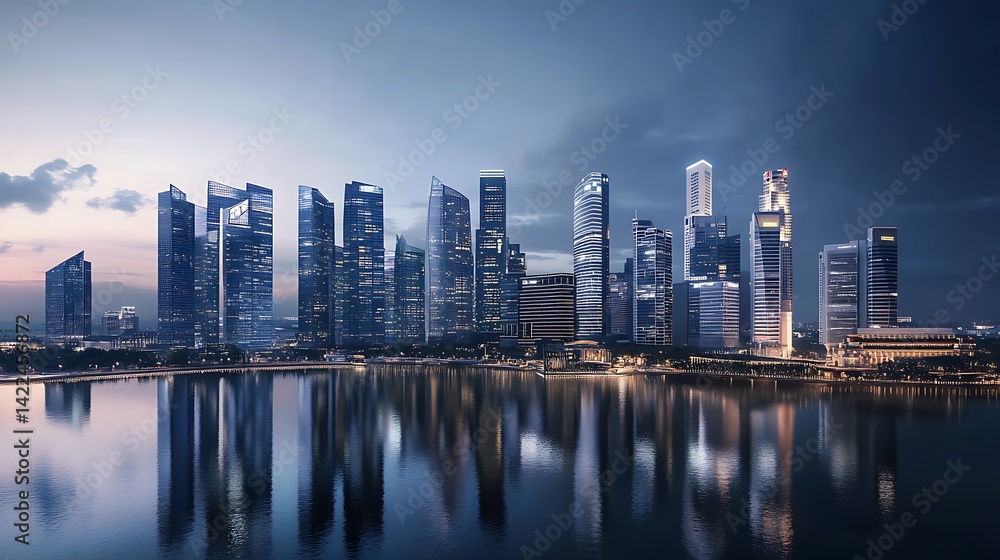 Fototapeta premium Towering glass structure in urban environment high resolution picture