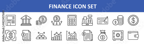 Finance icon set vector illustration banking investment money business financial cryptocurrency asset