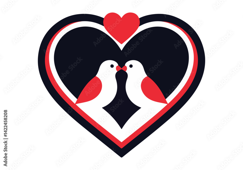 Dia dos Namorados Vector Art - Featuring Heart-Shaped Designs, Love Birds, Cupid, and Romantic Elements in Solid Colors for Valentine's Day Projects, Digital Content, and Print Materials
