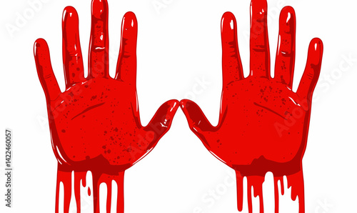 Blood Red Handprints with Drips and Splatters for Spooky Halloween Designs