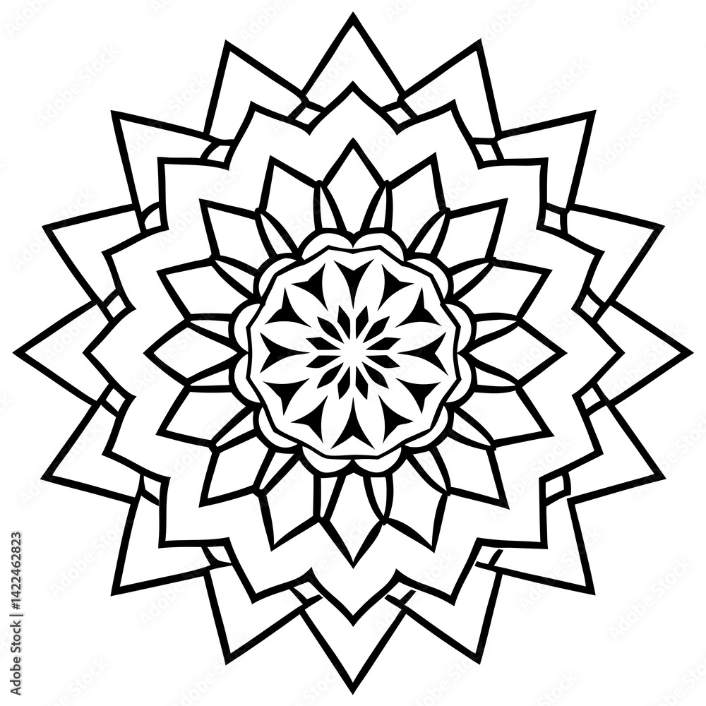 Simple Radial Mandala Vector on White Background Simple Radial Mandala Vector on White Background