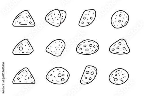 Naan Bread Simple Flat Line Icons