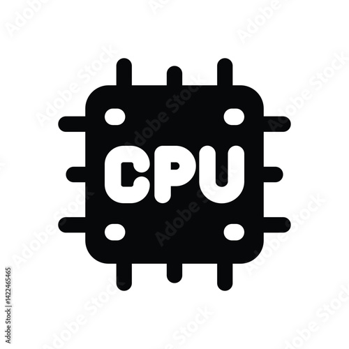 cpu glyph icon. Strong and solid vector icon for websites, mobile interfaces, presentations, and visual branding. High quality and easy to edit.