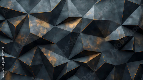 Wallpaper Mural Bronze Polygonal Texture 3D Geometric Background, Premium Wall Design. Torontodigital.ca