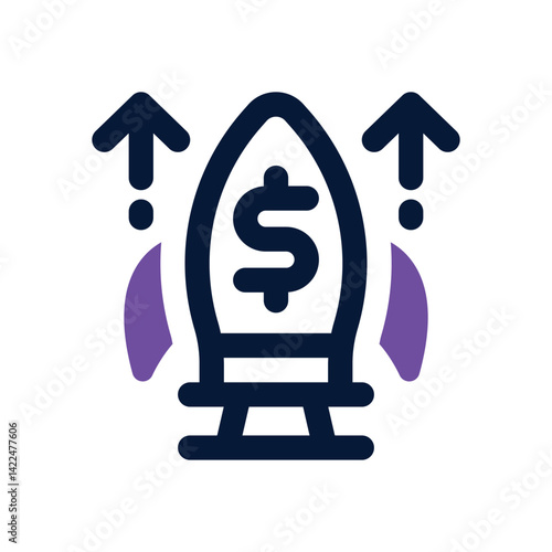 rocket launch dual tone icon. Sleek and modern vector icon for websites, mobile apps, marketing materials, and corporate design. Fully scalable and ready to use.