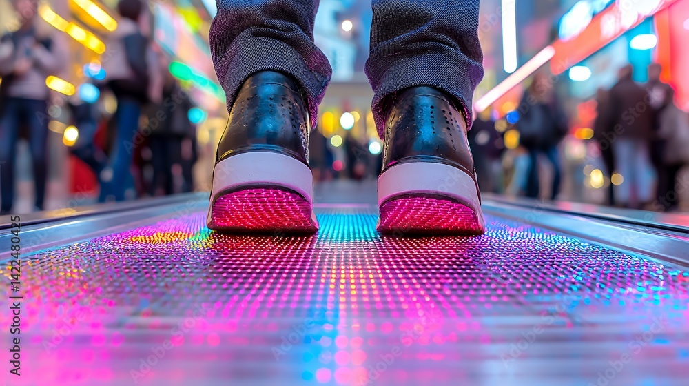 Fototapeta premium Footwear on a neon walkway
