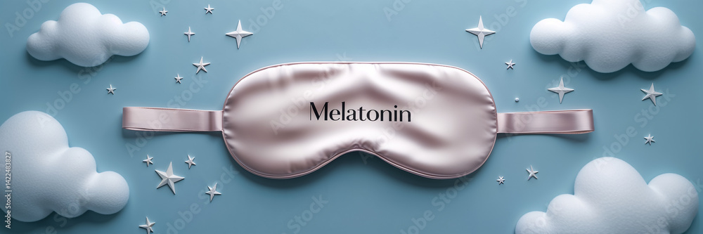 silk sleep mask with inscription melatonin, creative design