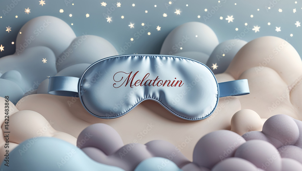 silk sleep mask with inscription melatonin, creative design