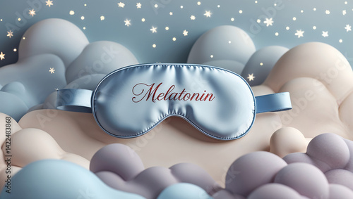 Obraz na płótnie silk sleep mask with inscription melatonin, creative design w salonie