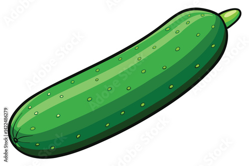 green cucumber isolated vector  on white