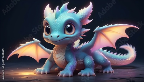 A captivating image of a cheerful baby dragon with vibrant colors and an enchanting expression.