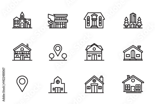 Location icon minimal outline map symbol