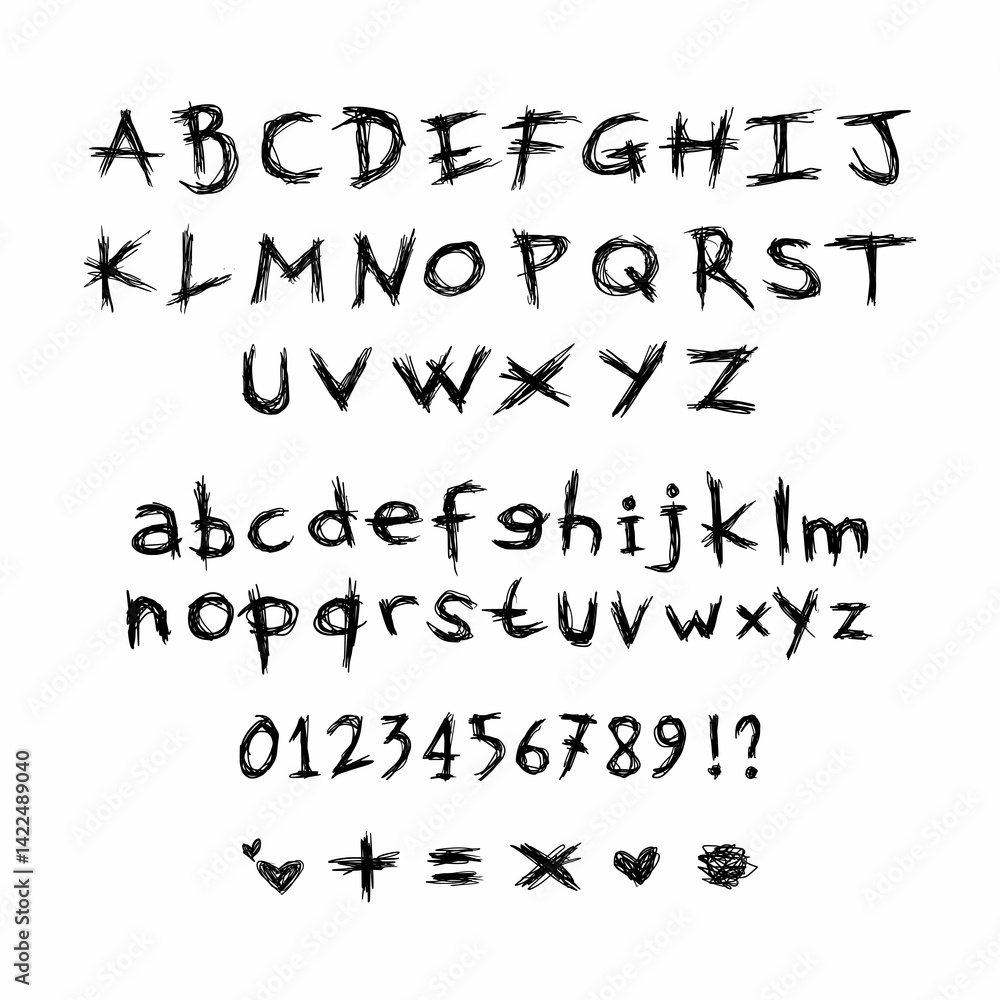 Grunge punk rock Horror Font. Hand Made Brush Typeface. Vector Stock Illustration. Brush stroke Alphabet. Typography for scary headlines and horror movie scenarios. Grunge punk rock Horror Font. Hand Made Brush Typeface. Vector Stock Illustration. Brush stroke Alphabet. Typography for scary headlines and horror movie scenarios.