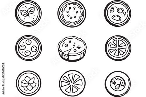 Quiche food line art vector sketch