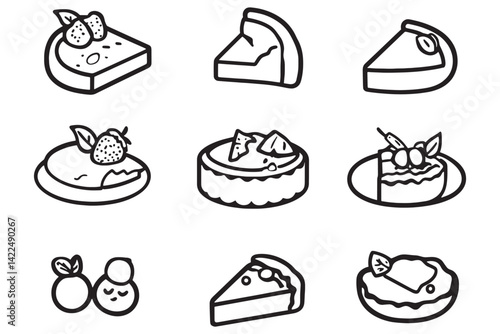 Minimalist quiche food line art drawing