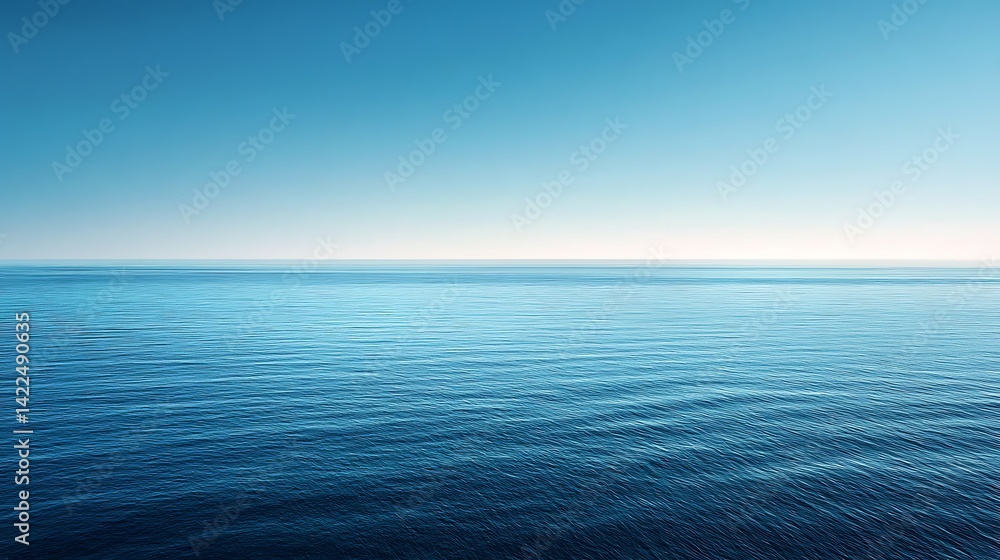 Fototapeta premium Expansive ocean horizon, vibrant blue hues.