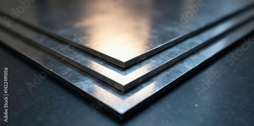 Stacked stainless steel sheets, various sizes, stainless steel, stainless steel sheets, metal stack