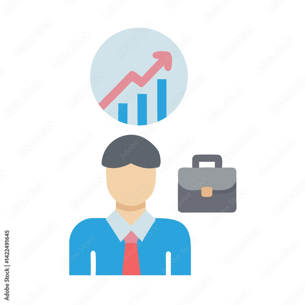 Business Man with Graph Thinking About Success Business Man with Graph Thinking About Success