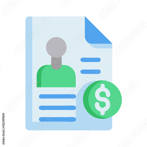 Salary Slip Icon: Document with Payment Dollar Symbol