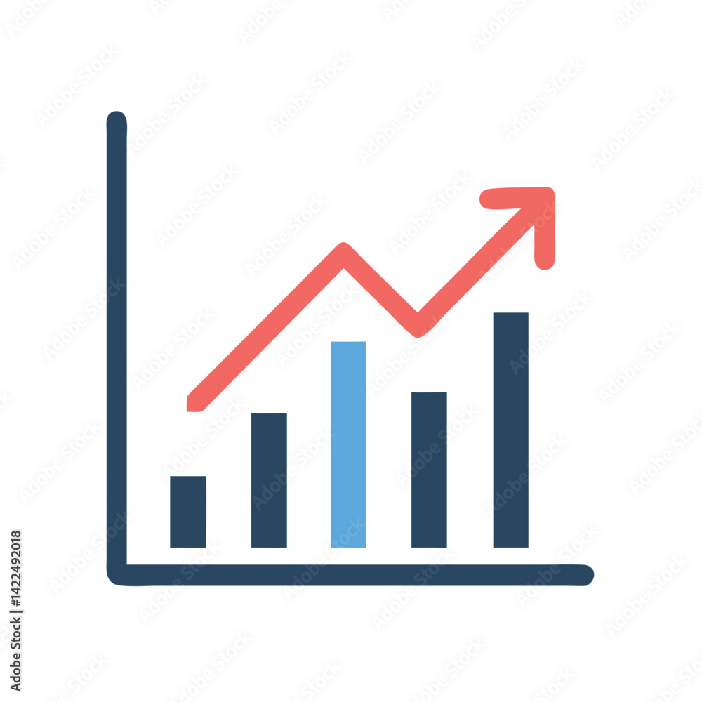 Business Chart with Upward Trend on Black Background Business Chart with Upward Trend on Black Background