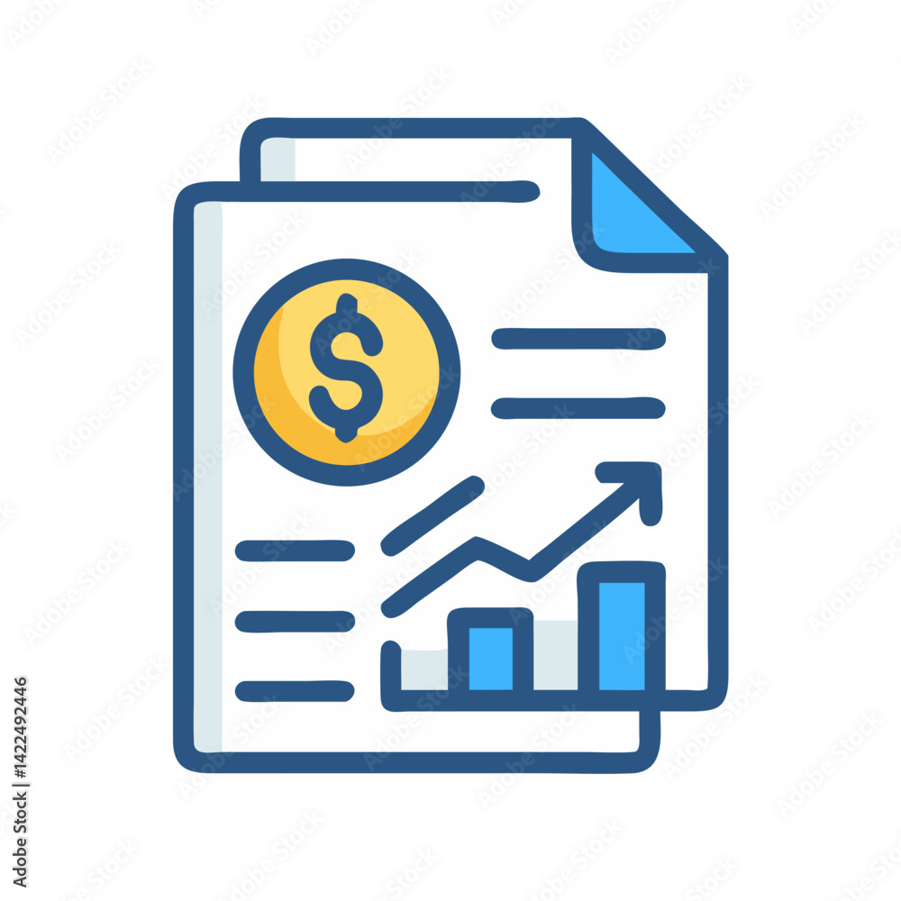 Financial Report with Growth Chart and Dollar Symbol Financial Report with Growth Chart and Dollar Symbol