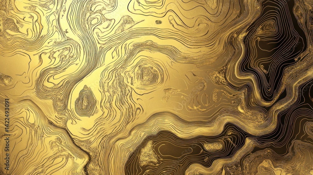 Luxurious Golden Topographic Map with Intricate Contour Lines Luxurious Golden Topographic Map with Intricate Contour Lines