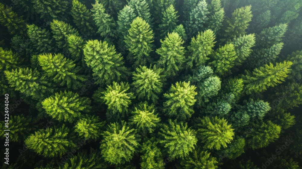 High-angle view of a dense evergreen forest canopy. High-angle view of a dense evergreen forest canopy.
