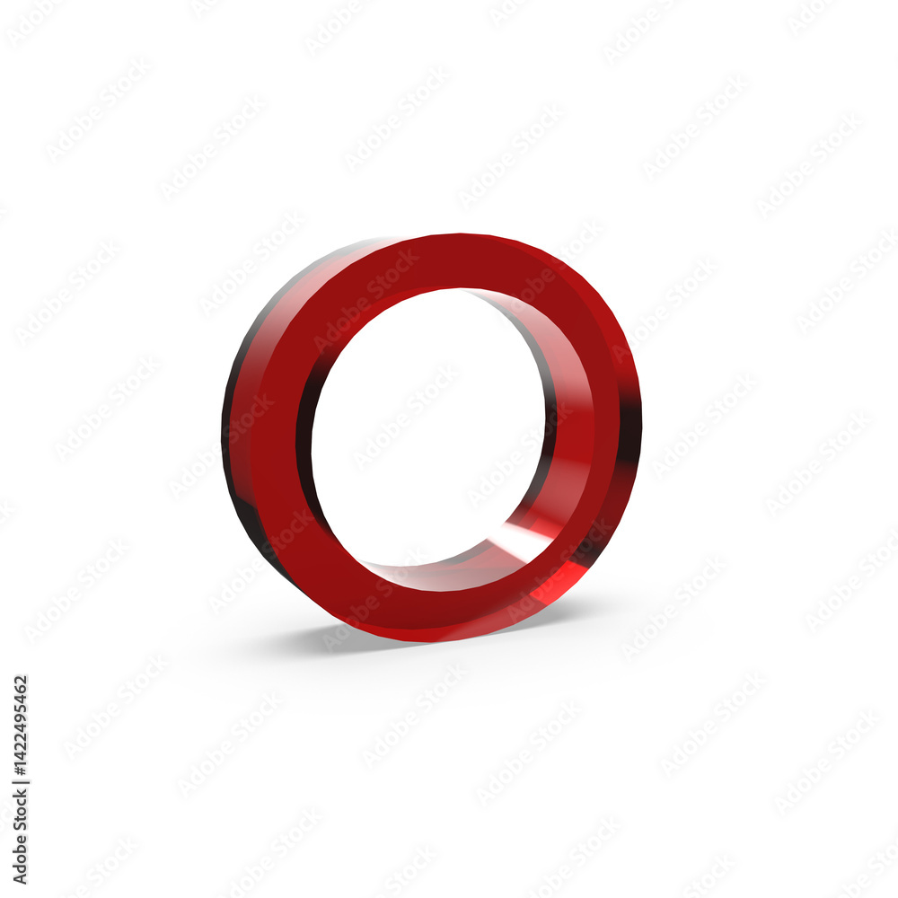 Red glossy letter O in transparent background Red glossy letter O in transparent background